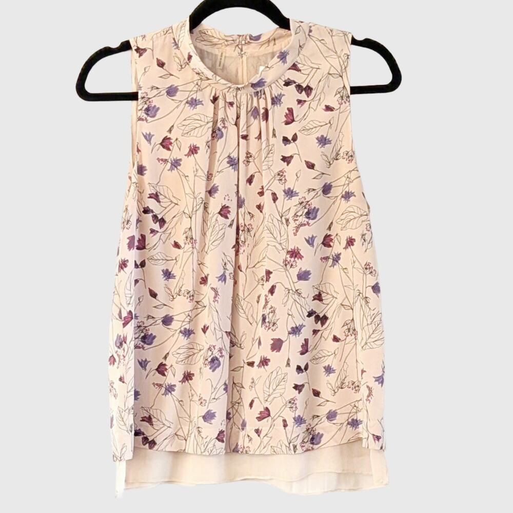 Rebecca Taylor Trellis Print Silk Top Size 6 Floral Watercolor ASO HTGAWM